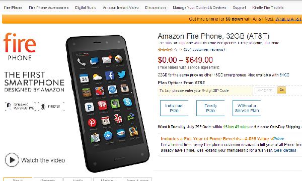 Amazon page Fire Phone