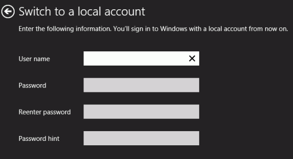 Switch to local account