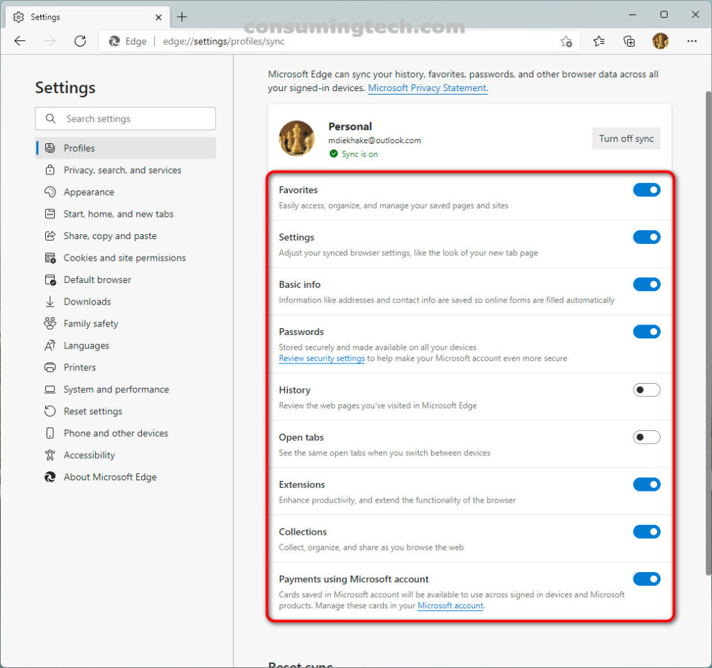 How To Turn On Off Sync Microsoft Edge Settings Across Devices In