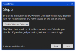 nodefender windows 10