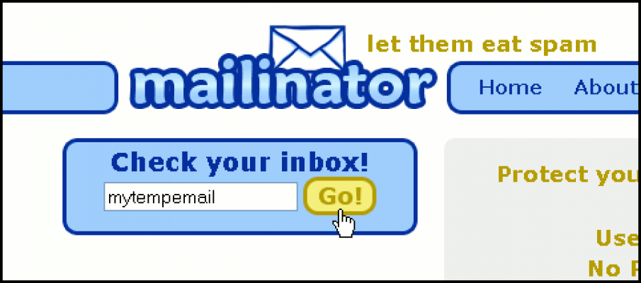 Spam email. Mailinator. Спам на почте.