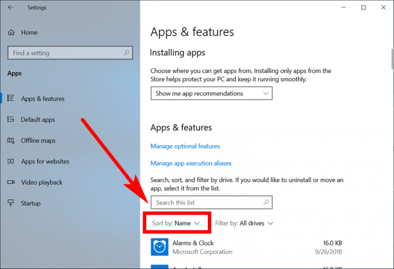 how to see installed apps on windows 10