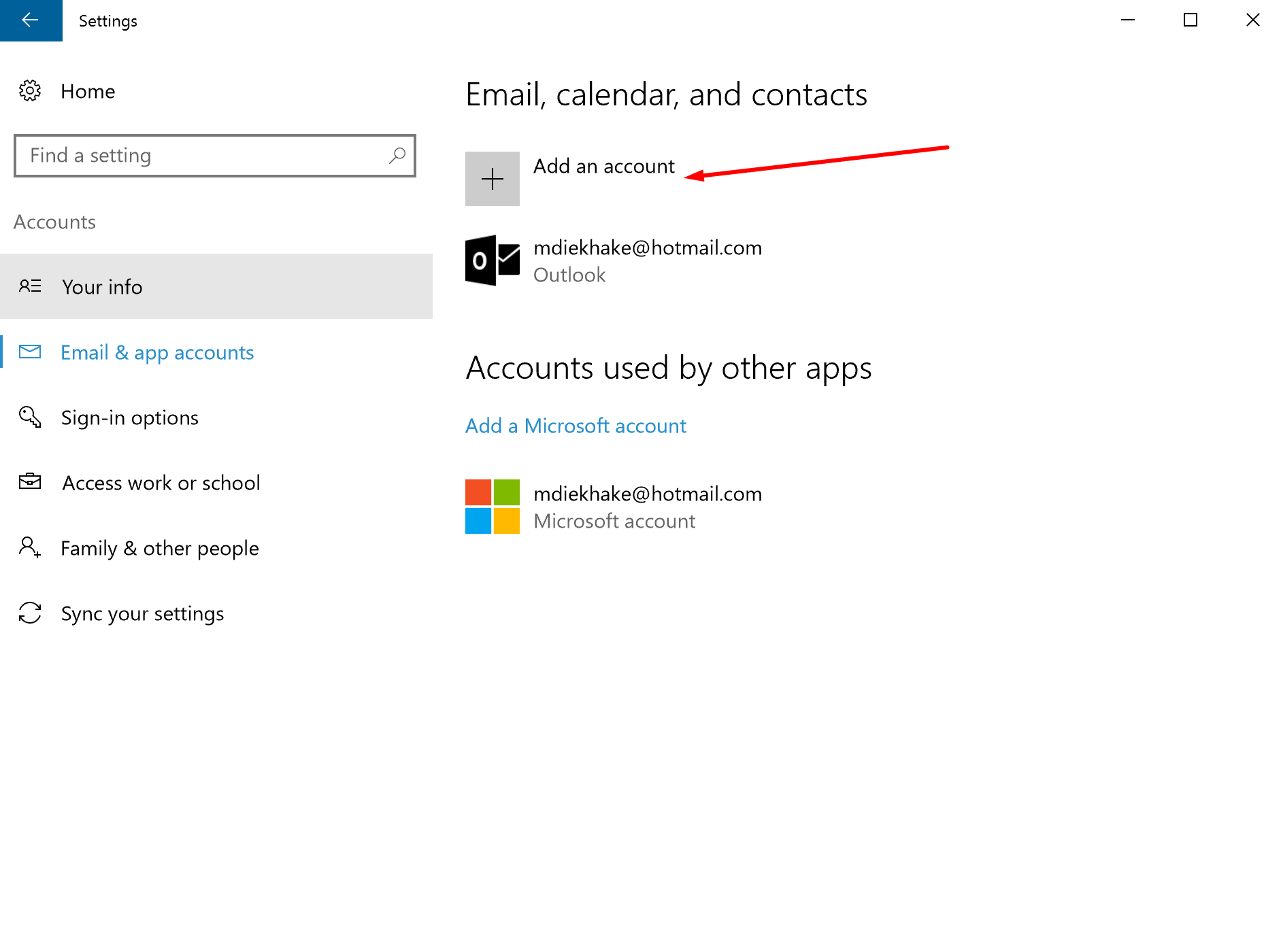 change microsoft account email windows 10