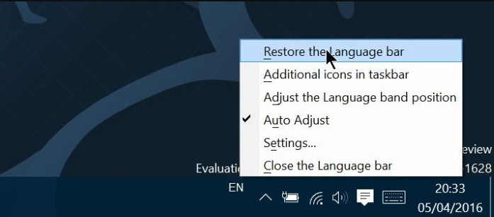 Enable Language Bar in Windows 10 - Consuming Tech