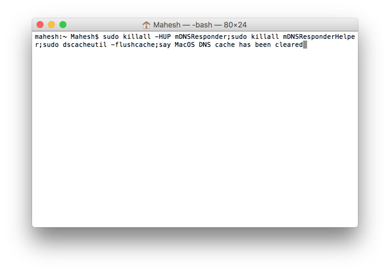 terminal cache flush for sierra mac os x