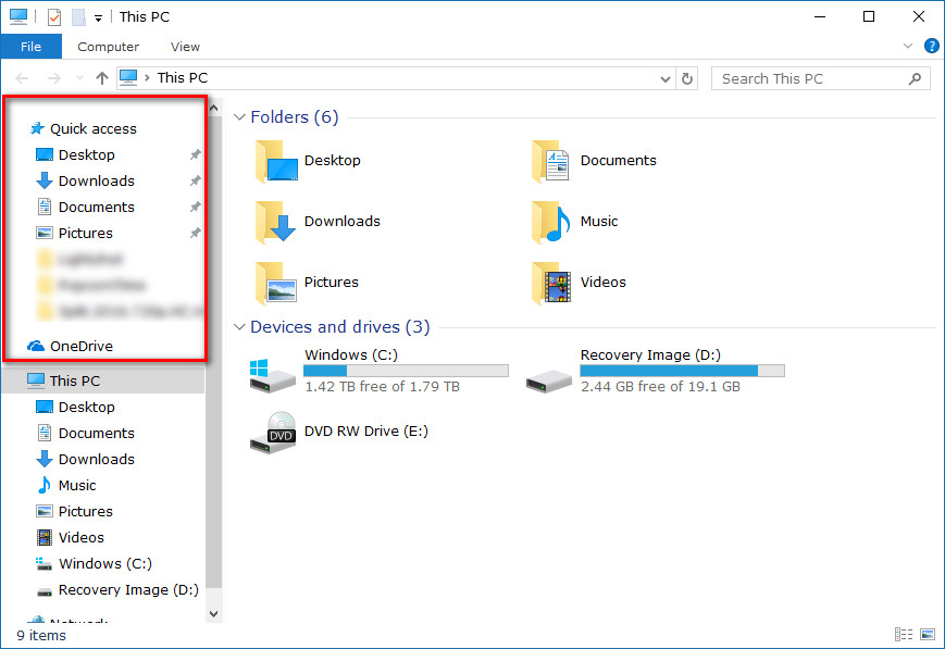 clear frequent folders windows 10
