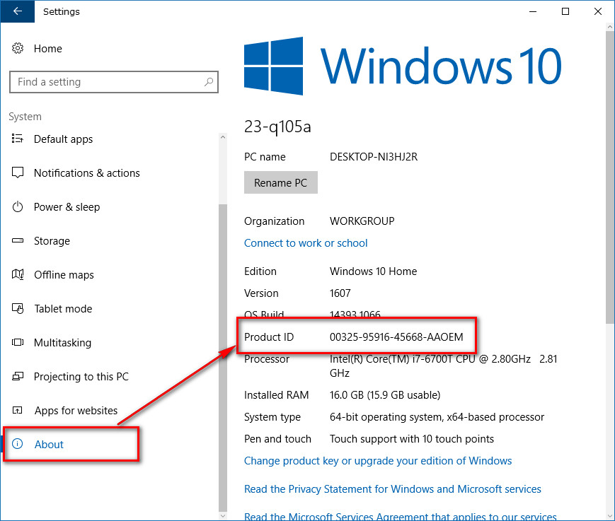 how to check product key windows 10 pro