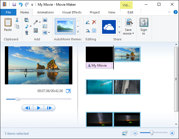 live movie maker windows 10