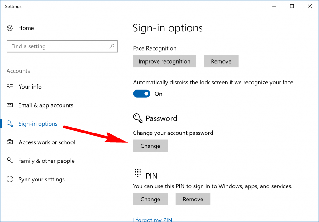 changing password on microsoft account