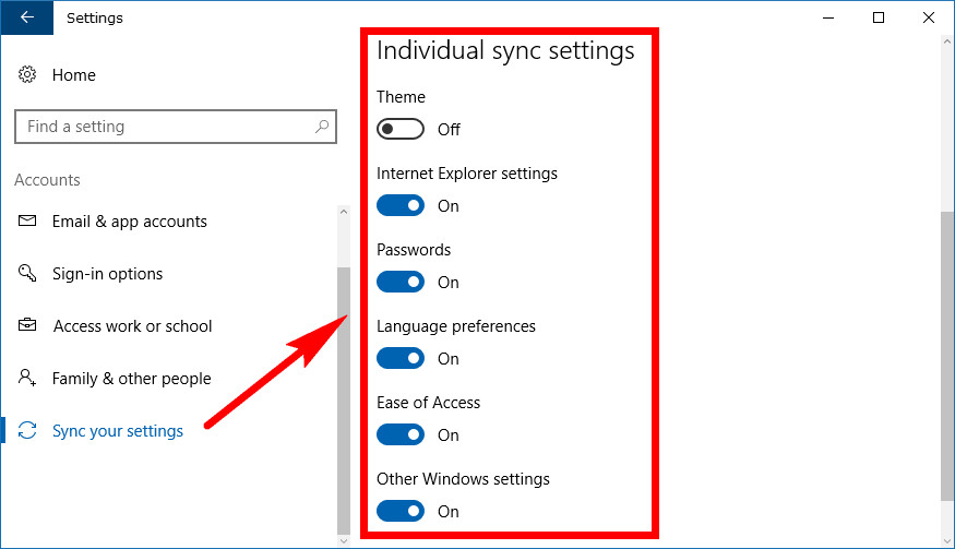 Turn Onoff Sync Settings For Microsoft Account In Windows 10