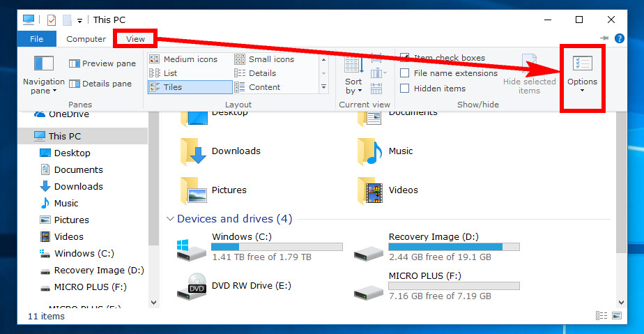 file explorer show hidden folders