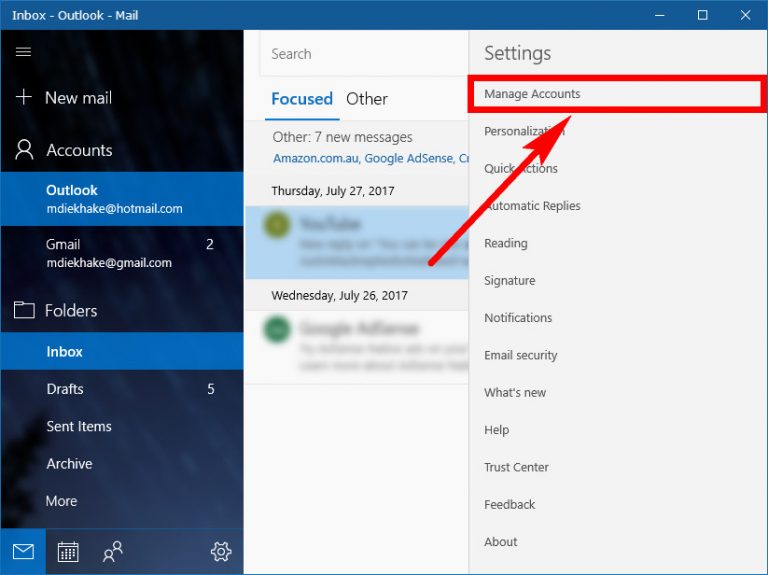 change email for microsoft account windows 10