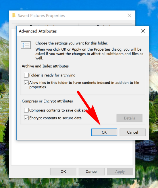 windows 10 encrypt contents to secure data greyed out