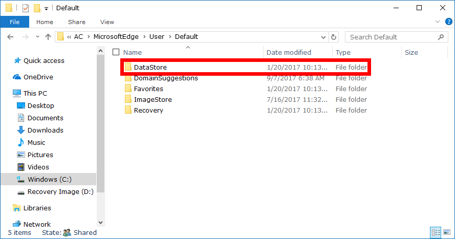 File Explorer -- DataStore