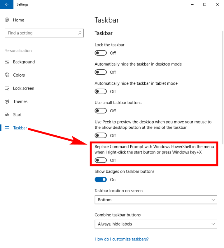 Switch Command Prompt/PowerShell Items on Power User Menu in Windows 10