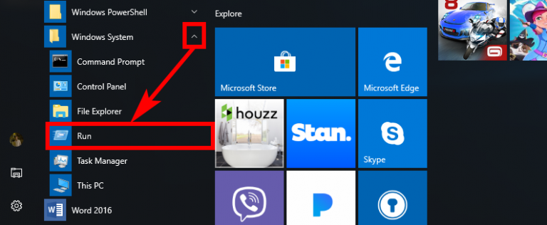 Use Run Command In Windows 10