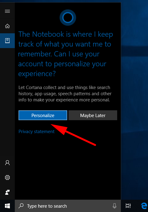 Cortana: Personalize