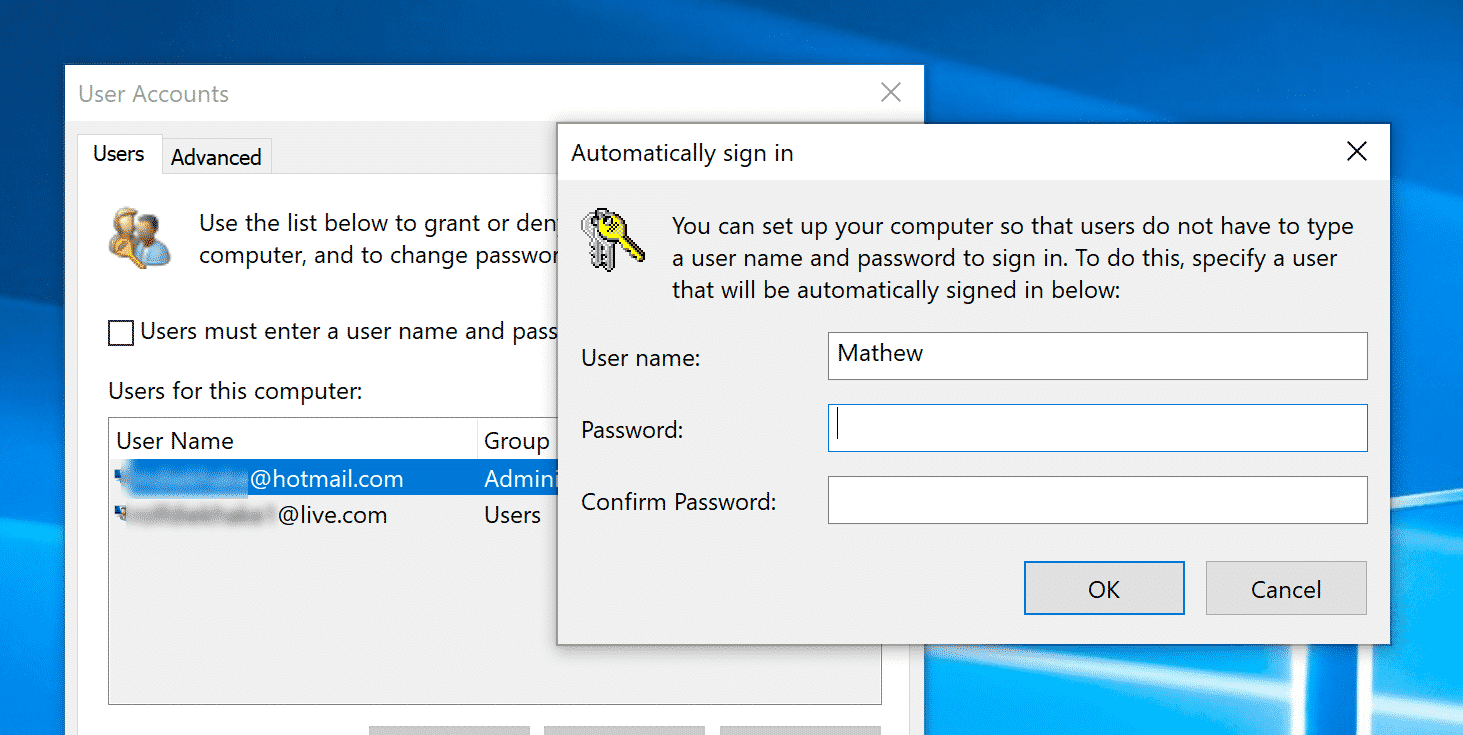 Automatically Login in Windows 10 - Consuming Tech