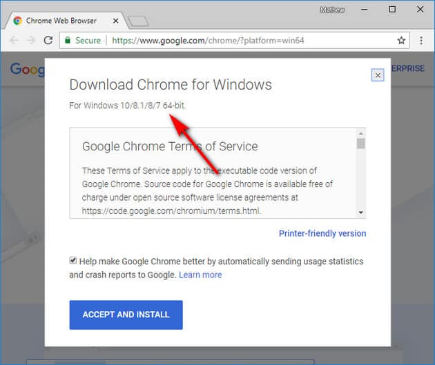 google chrome cannot download 64 bit windows 10 iso mac