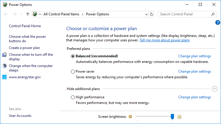 how to change windows 10 power plan settings