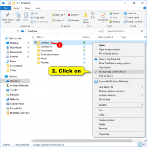 Mark OneDrive Files as 'Always keep on this device' in Windows 10