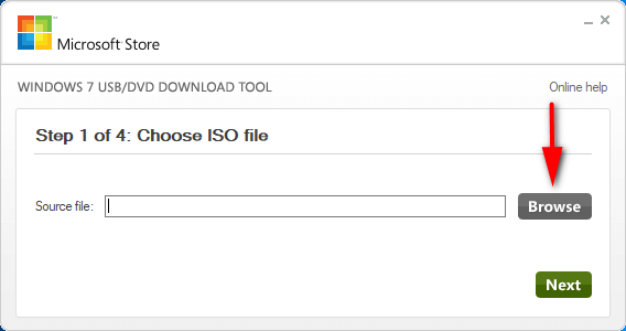 Microsoft Store: Choose ISO file