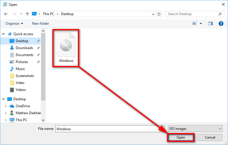 Windows 10 ISO via File Explorer