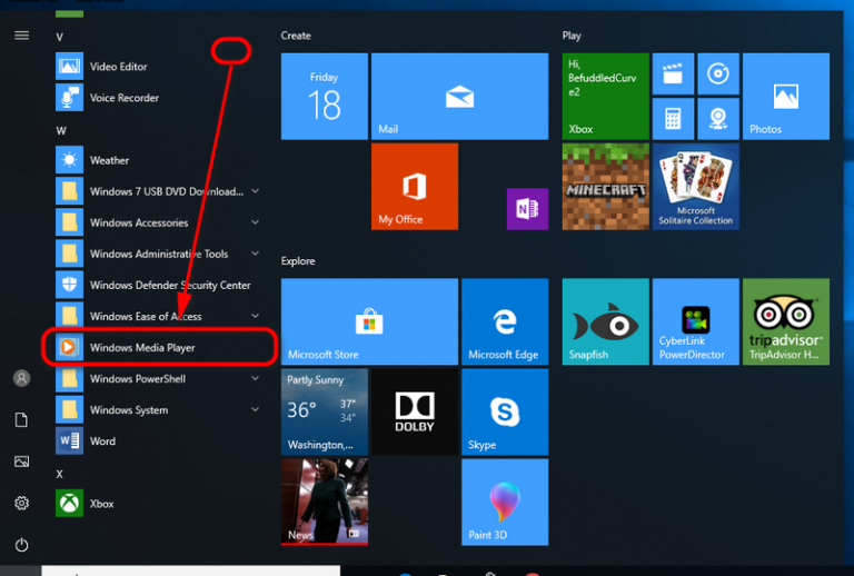 Find Windows Media Player and Set as Default in Windows 10