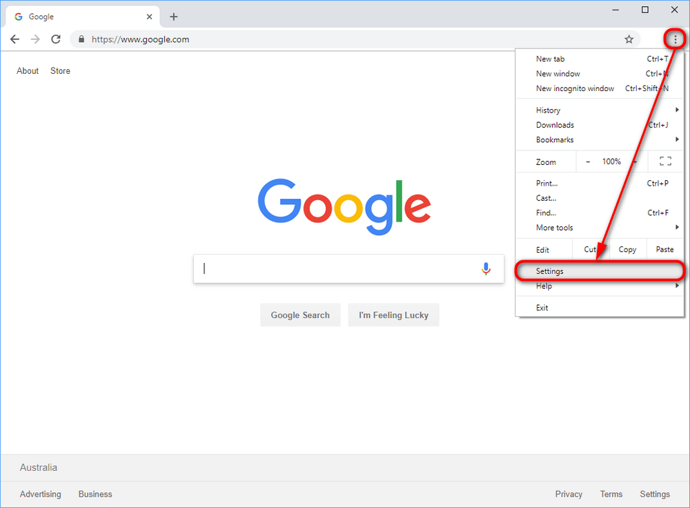 where to find google chrome settings