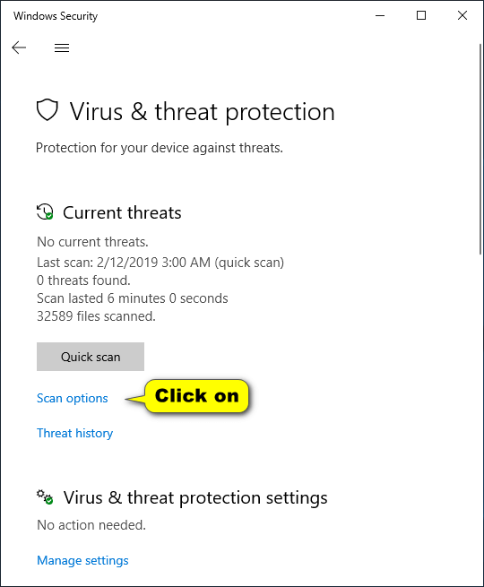 windows security not scanning