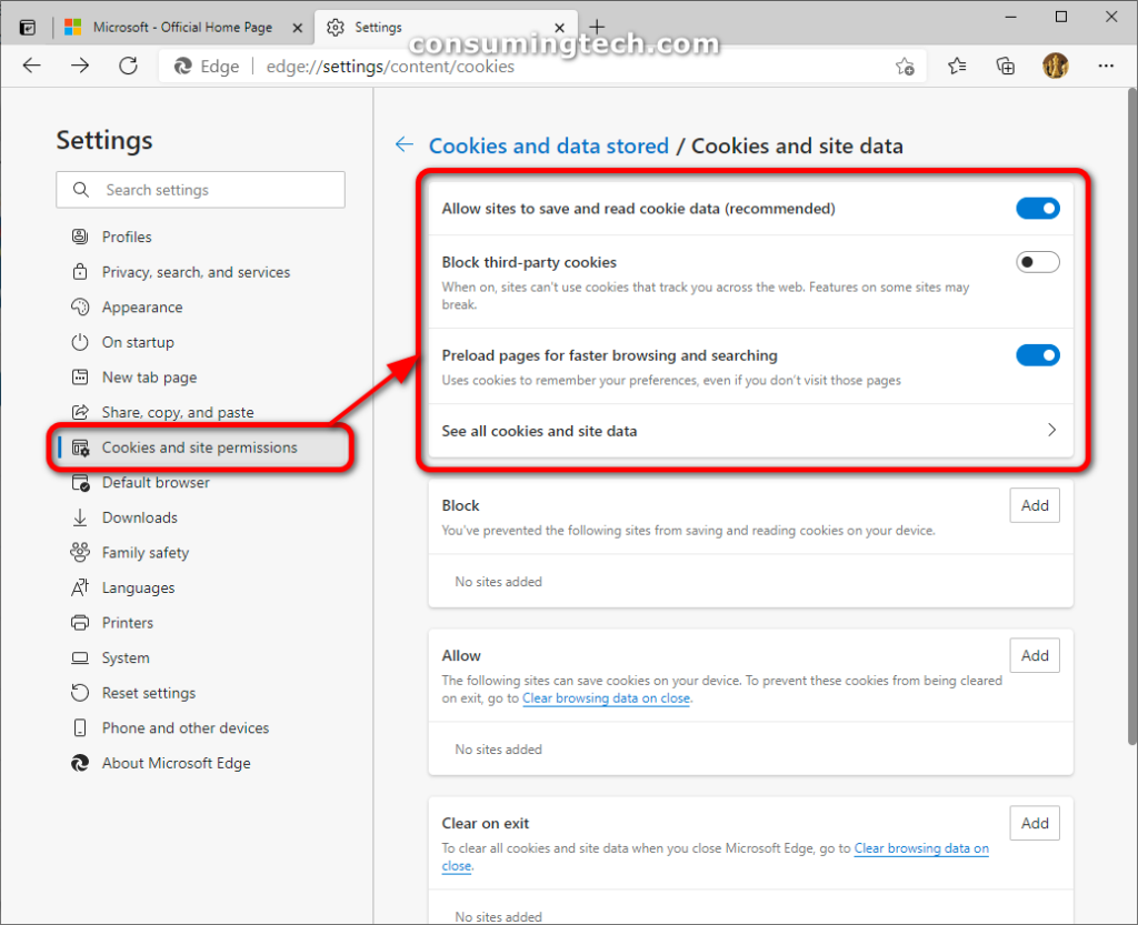How to Allow/Block Cookies in Microsoft Edge in Windows 10 - ConsumingTech