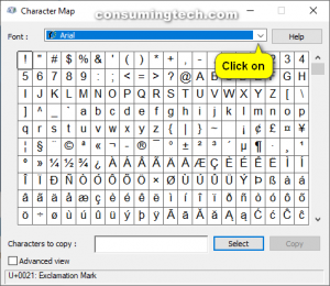 Open/Use Character Map in Windows - ConsumingTech