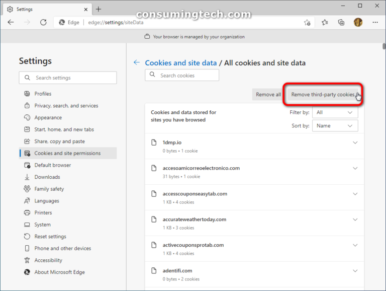 How to Delete Cookies in Microsoft Edge in Windows 10