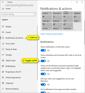 Turn On/Off Lock Screen Reminders and VoIP calls in Windows 10