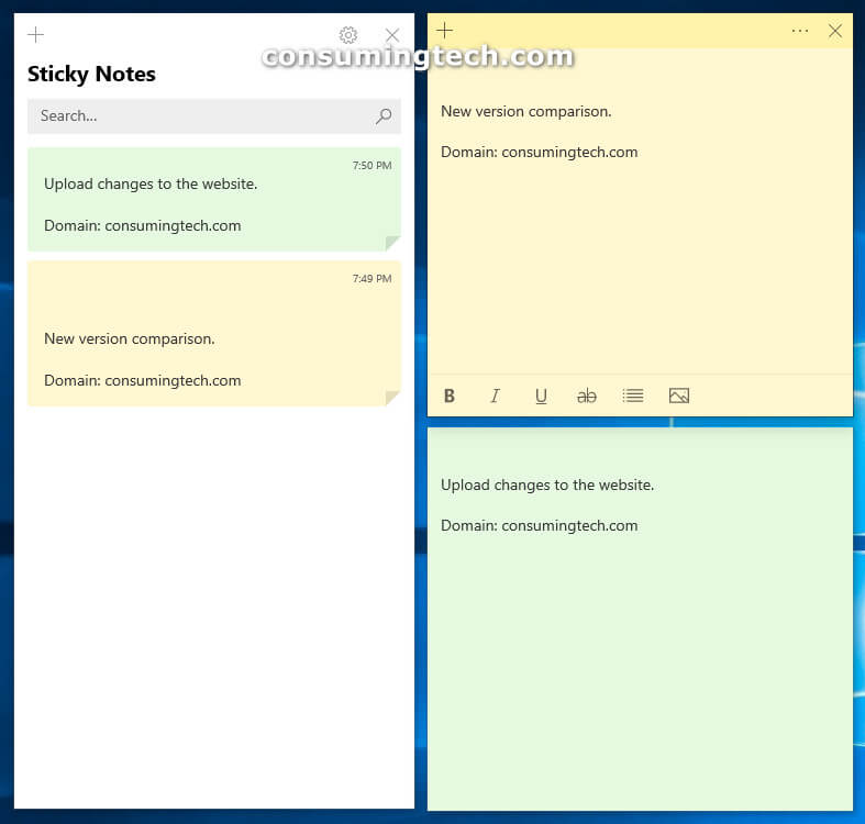 The Sticky Notes app as it appears when you open it on your Windows 10 desktop 