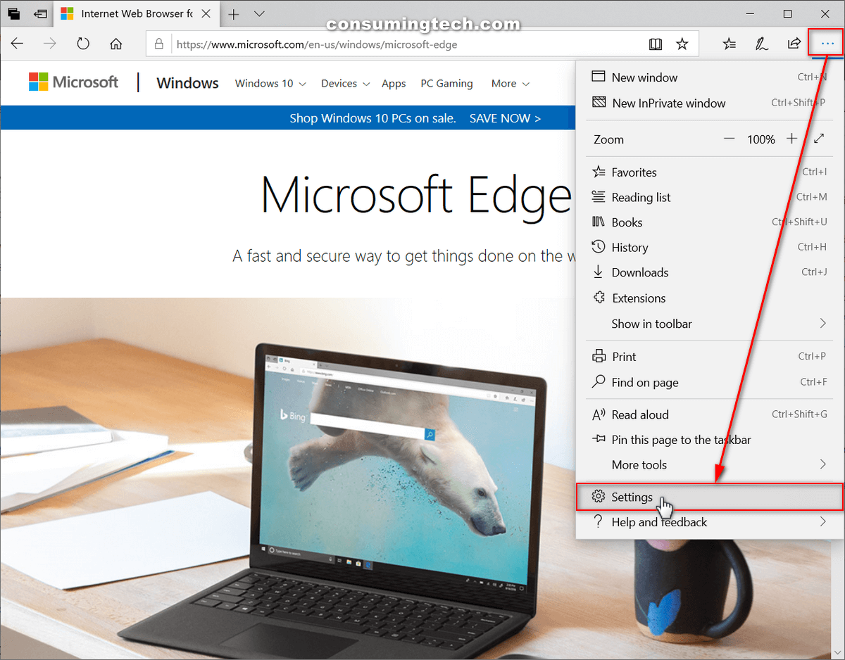 microsoft edge settings