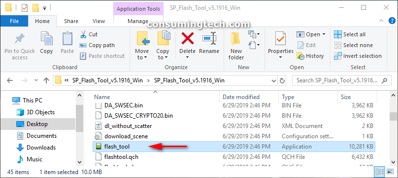 Flash Tool app in File Explorer