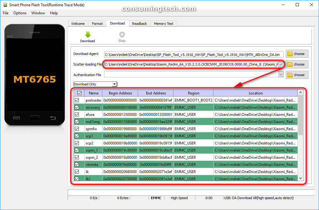 Scatter-loading file details