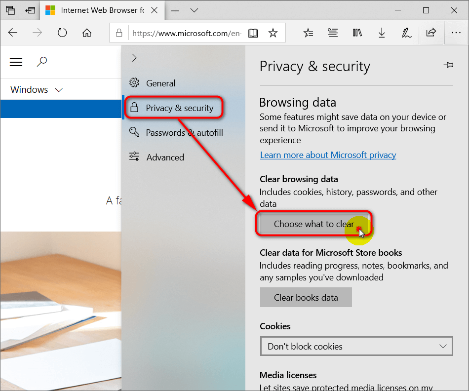 how to remove microsoft edge history on laptop