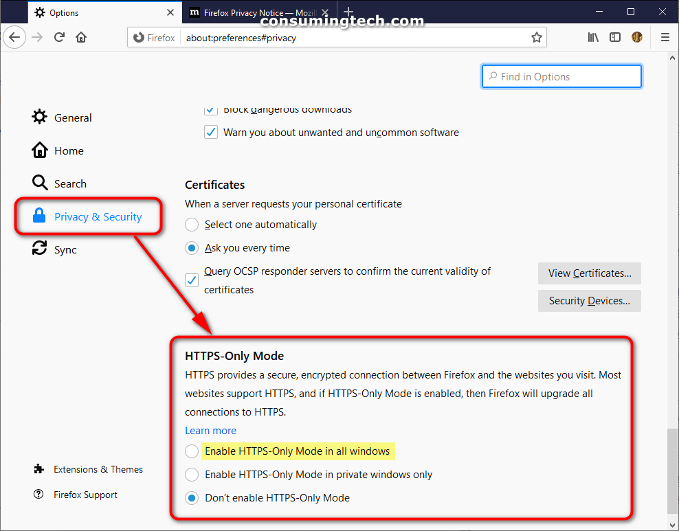Firefox HTTPS-Only Mode