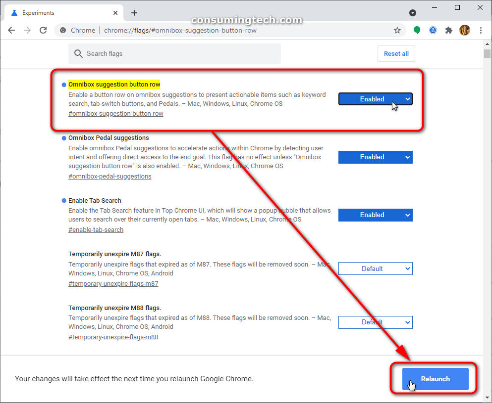 Chrome Direct Actions: Omnibox suggestion button row enabled