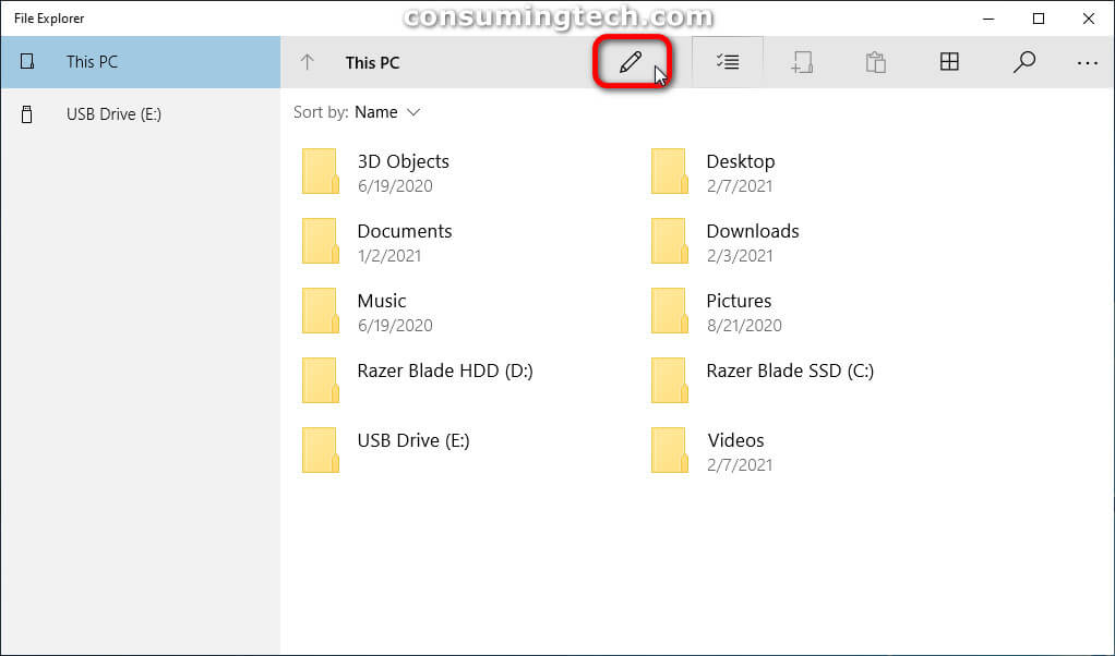 UWP File Explorer: Edit button