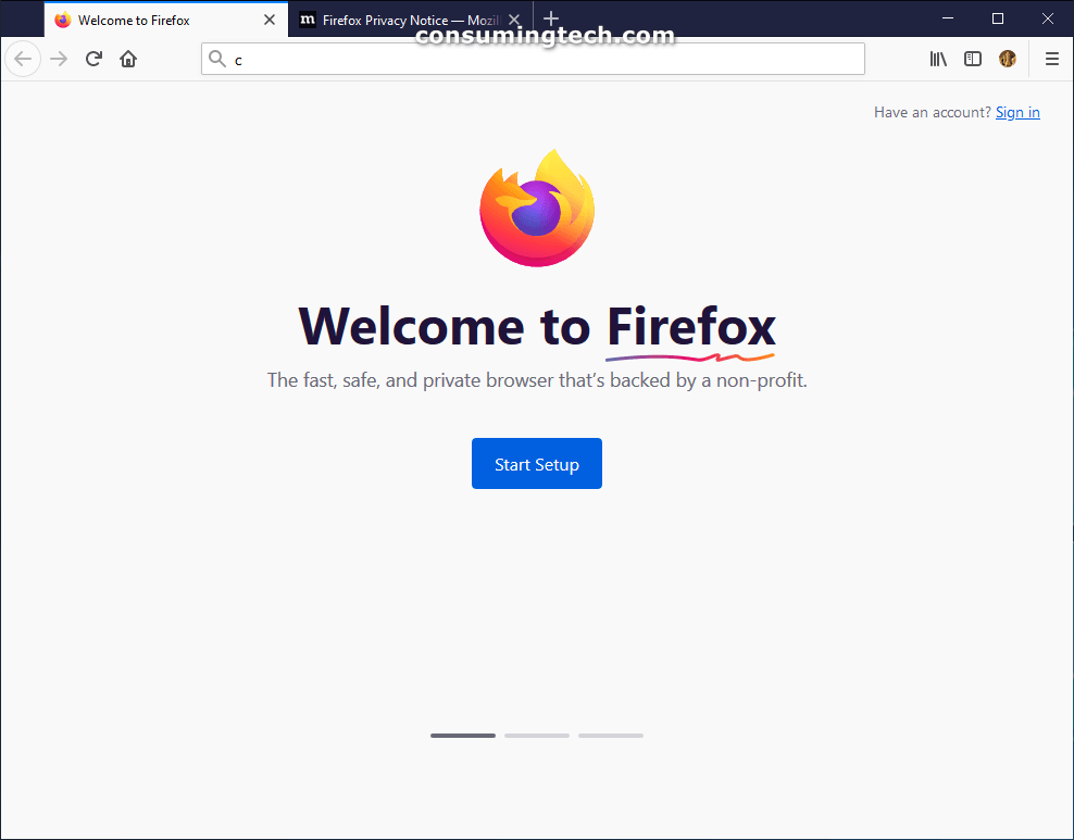 Welcome to Firefox setup page
