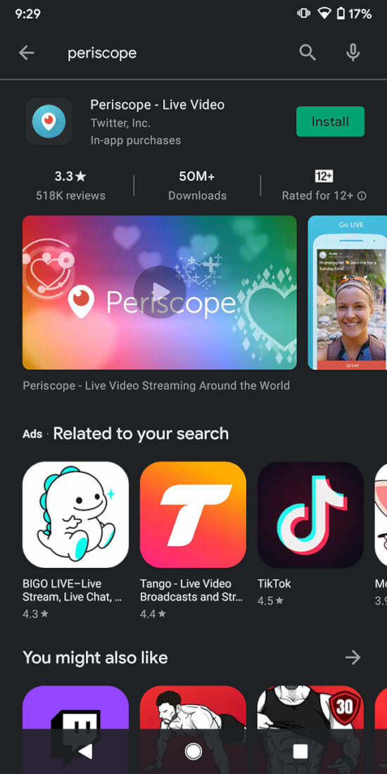 Google Play Store: Periscope app