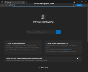 Microsoft Edge: Inprivate browsing