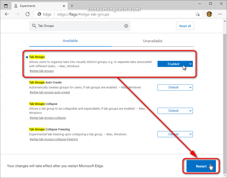 How to Enable/Disable Tab Groups in Microsoft Edge - ConsumingTech