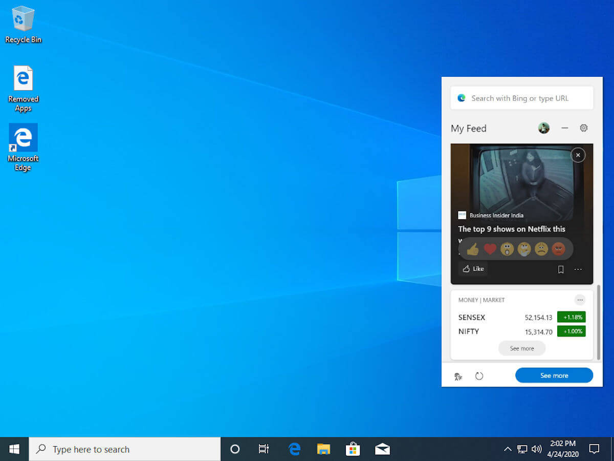 Microsoft Edge desktop widget
