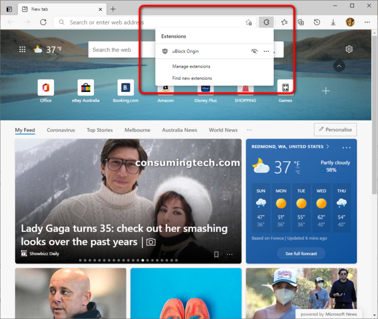 Microsoft Edge Developer Build Has a New Extensions Icon and Menu