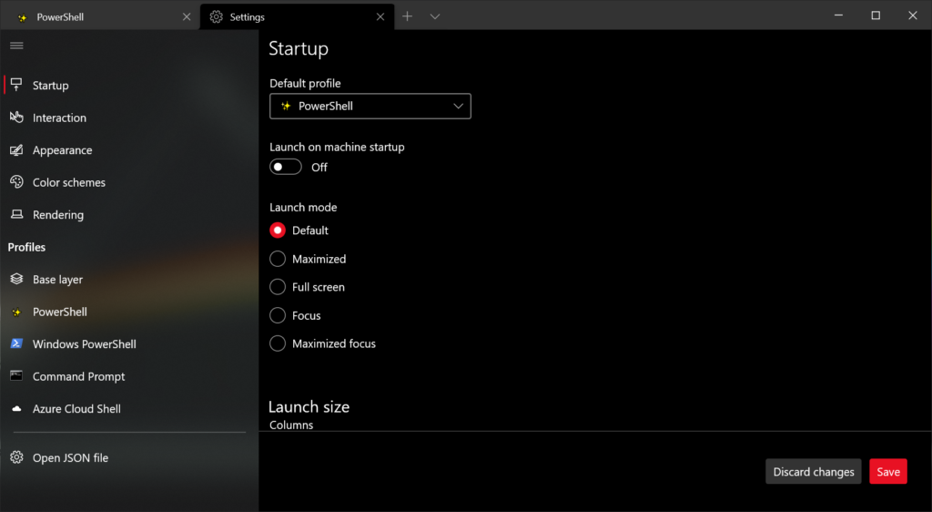 windows terminal app settings