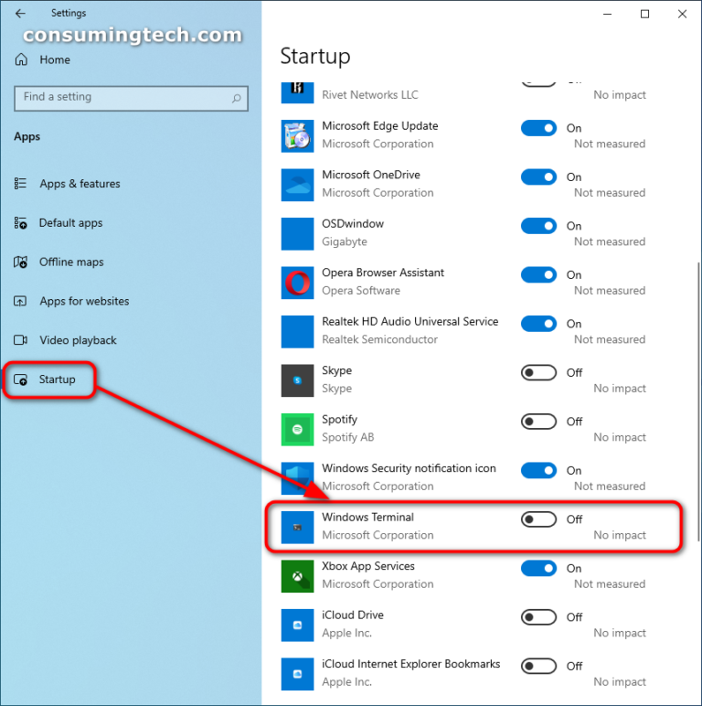 Turn On/Off Run Windows Terminal at Startup in Windows 10